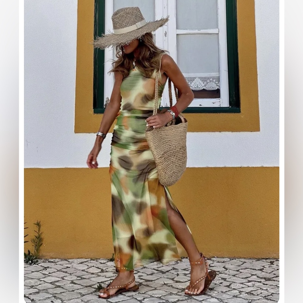 Zara Printed tulle dress